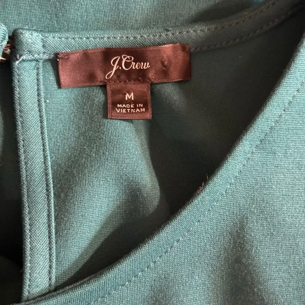 J.Crew Teal Knit Ponte Puff Sleeve Women’s Top w/ Keyhole Back Size Medium